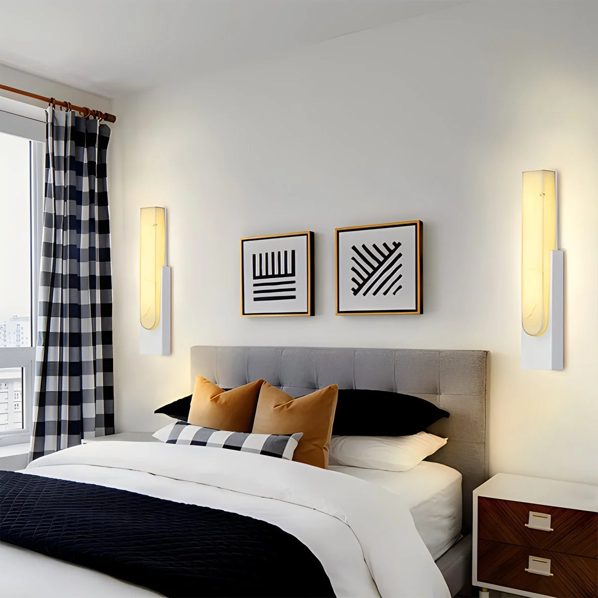 Antizer Chinese Style Alabaster Wall Lamp for Bedroom