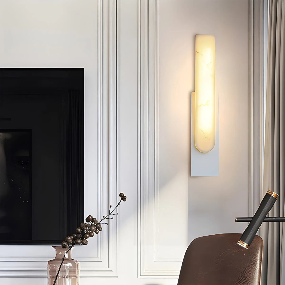 Antizer Chinese Style Alabaster Wall Lamp for Bedroom