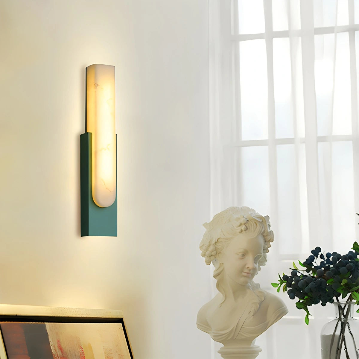 Antizer Chinese Style Alabaster Wall Lamp for Bedroom