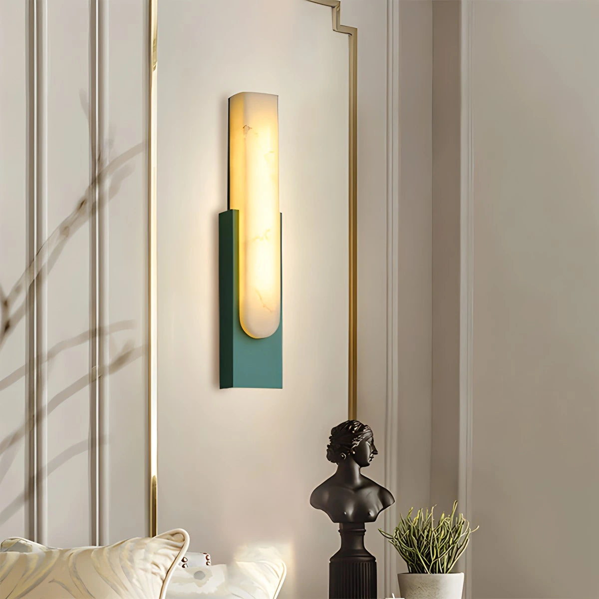 Antizer Chinese Style Alabaster Wall Lamp for Bedroom