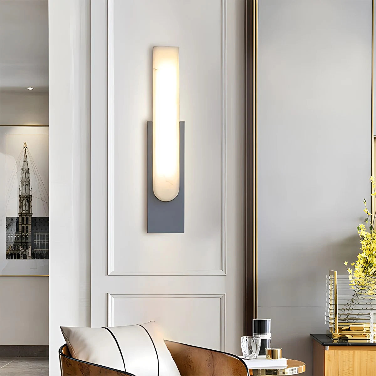 Antizer Chinese Style Alabaster Wall Lamp for Bedroom