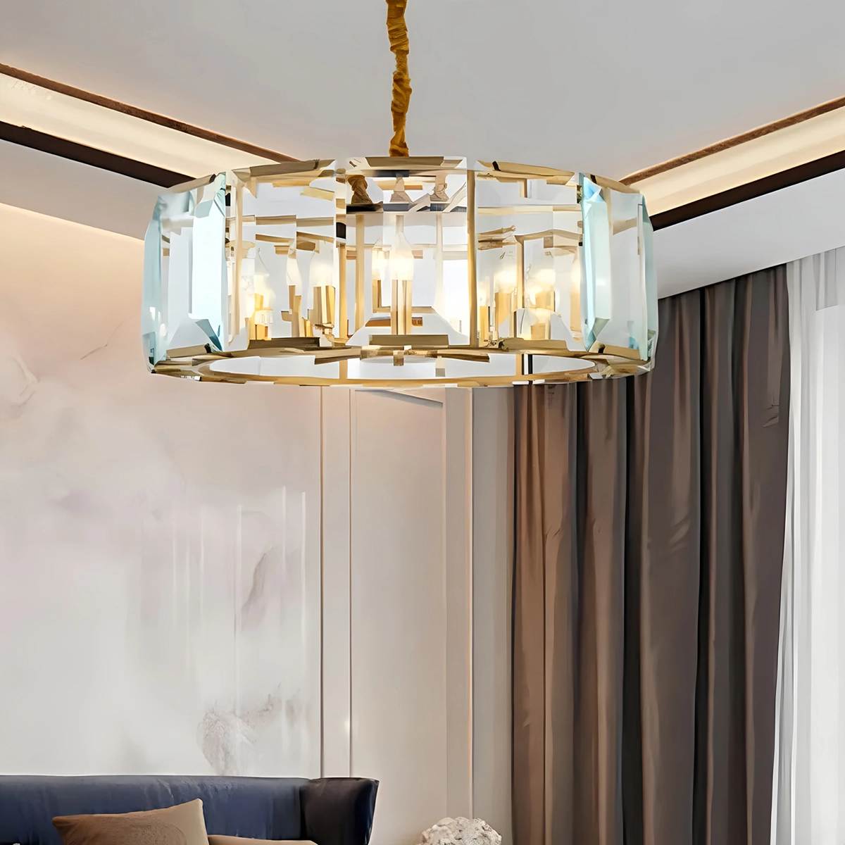 Antizer Circular Glass Chandelier for Dining Room