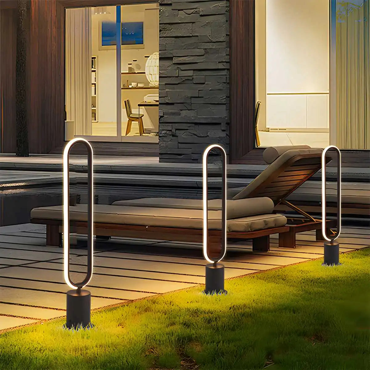 Antizer Outdoor Black Oval LED Lawn Light