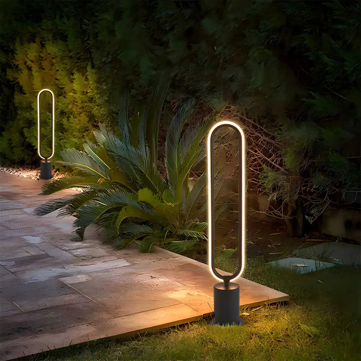 Antizer Outdoor Black Oval LED Lawn Light