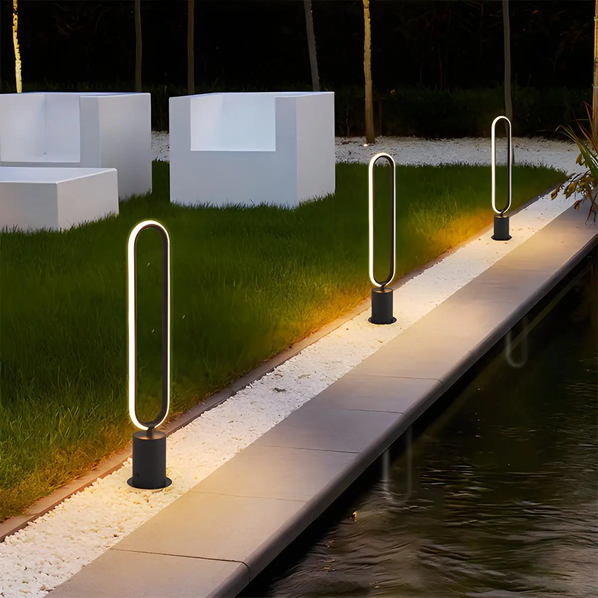 Antizer Outdoor Black Oval LED Lawn Light