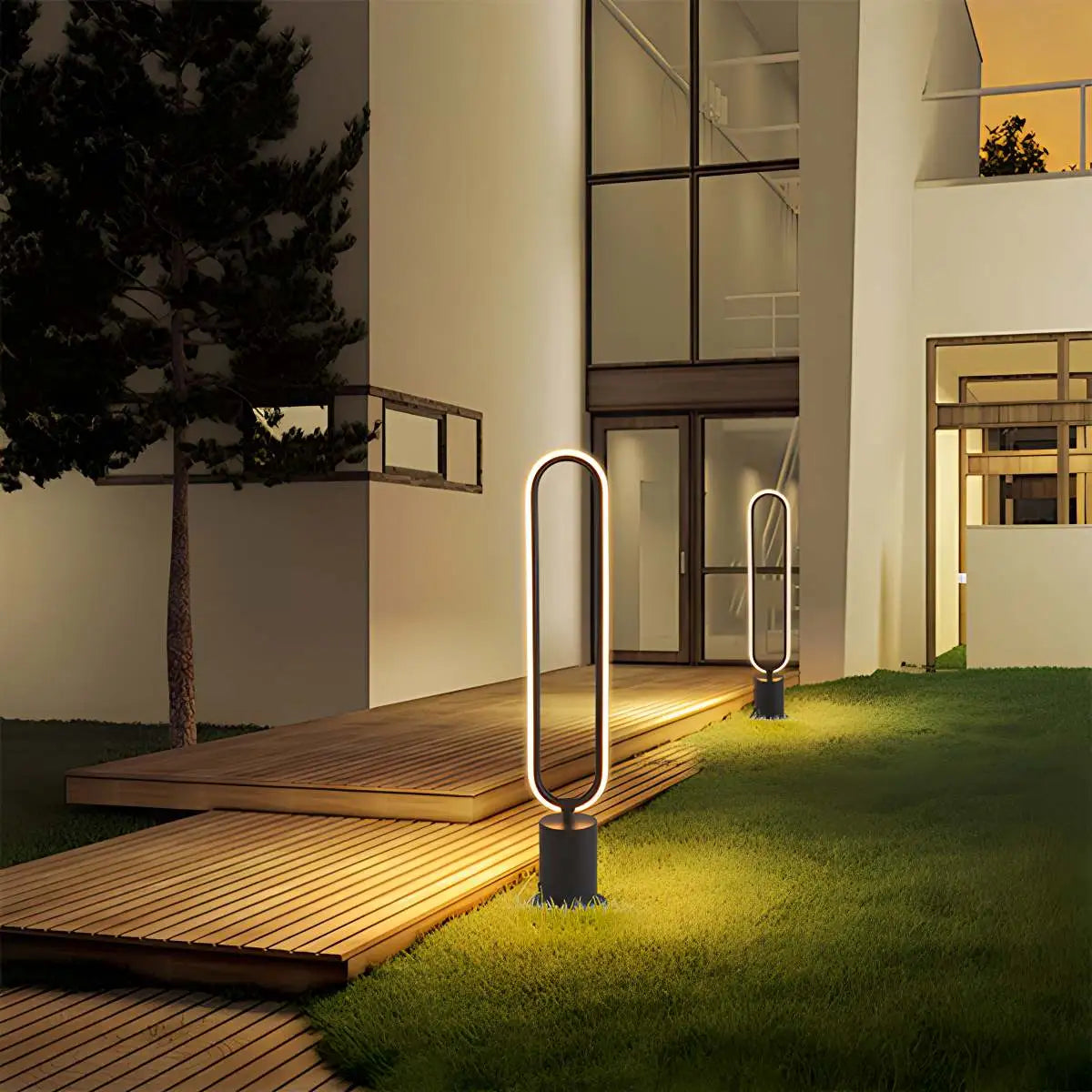 Antizer Outdoor Black Oval LED Lawn Light