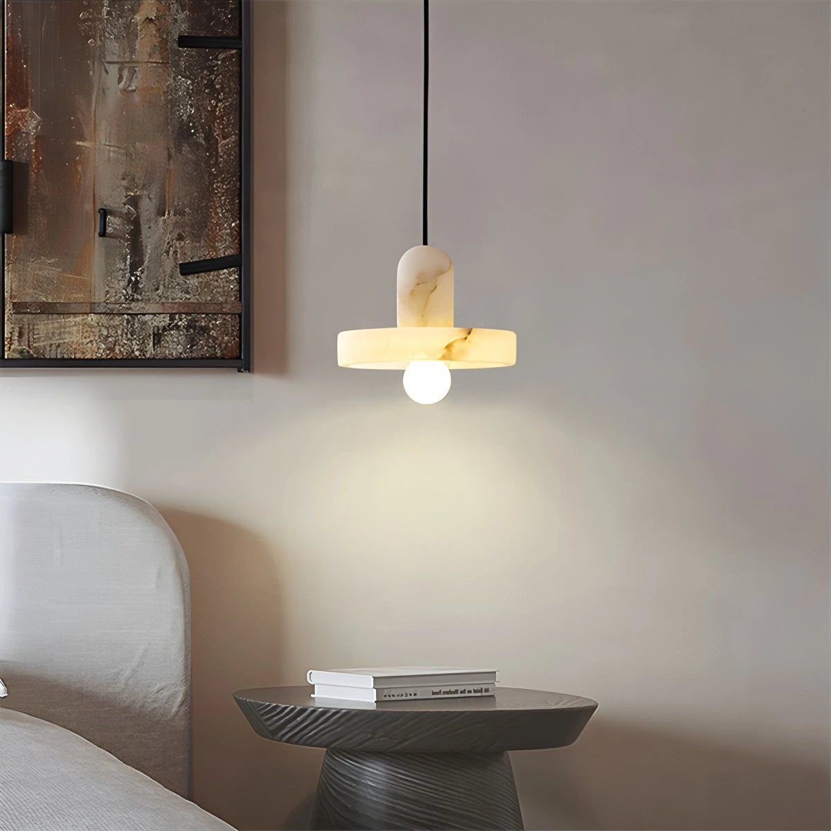 Antizer Natural Spanish Alabaster Pendant Light for Bedroom