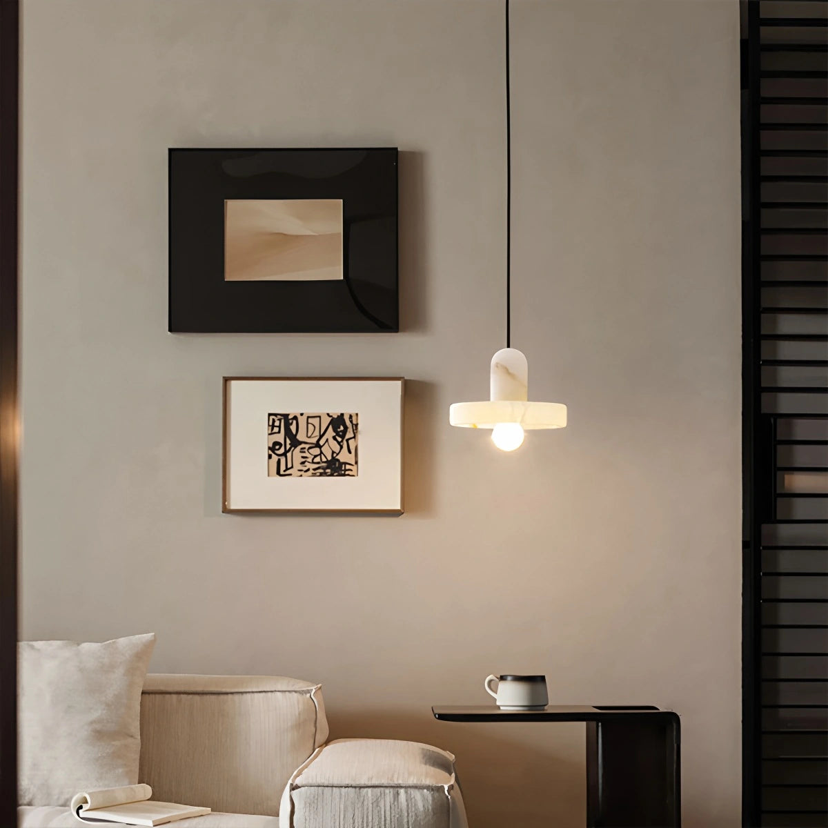 Antizer Natural Spanish Alabaster Pendant Light for Bedroom