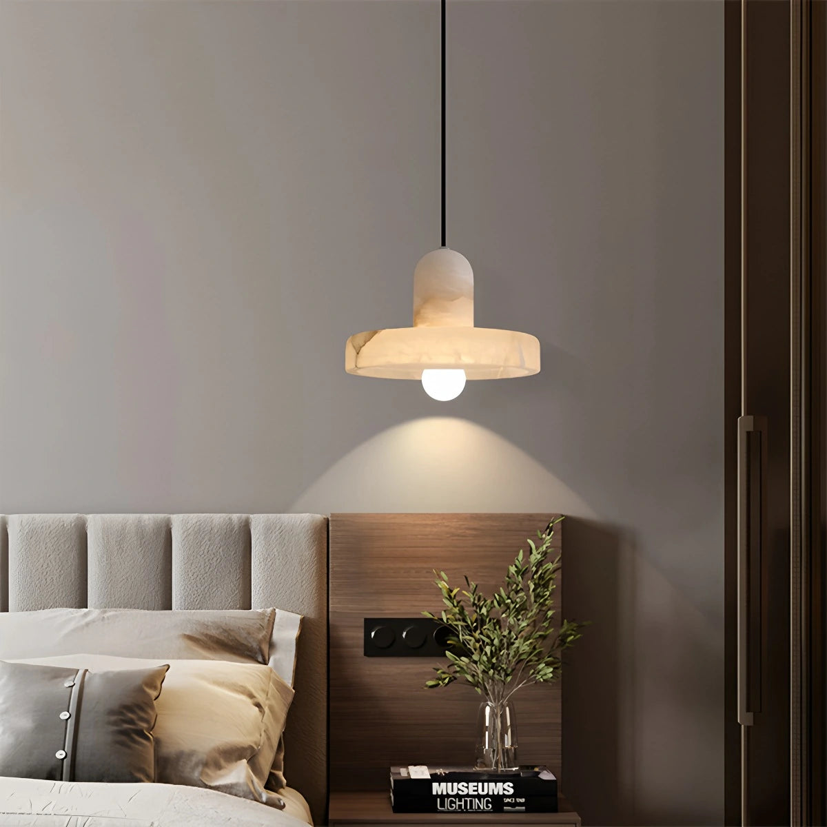 Antizer Natural Spanish Alabaster Pendant Light for Bedroom