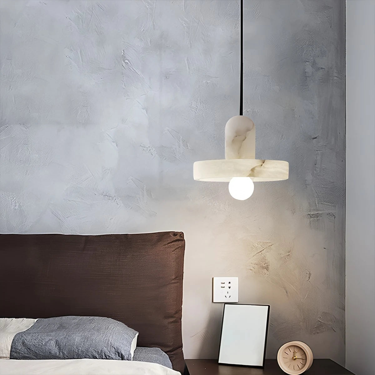 Antizer Natural Spanish Alabaster Pendant Light for Bedroom