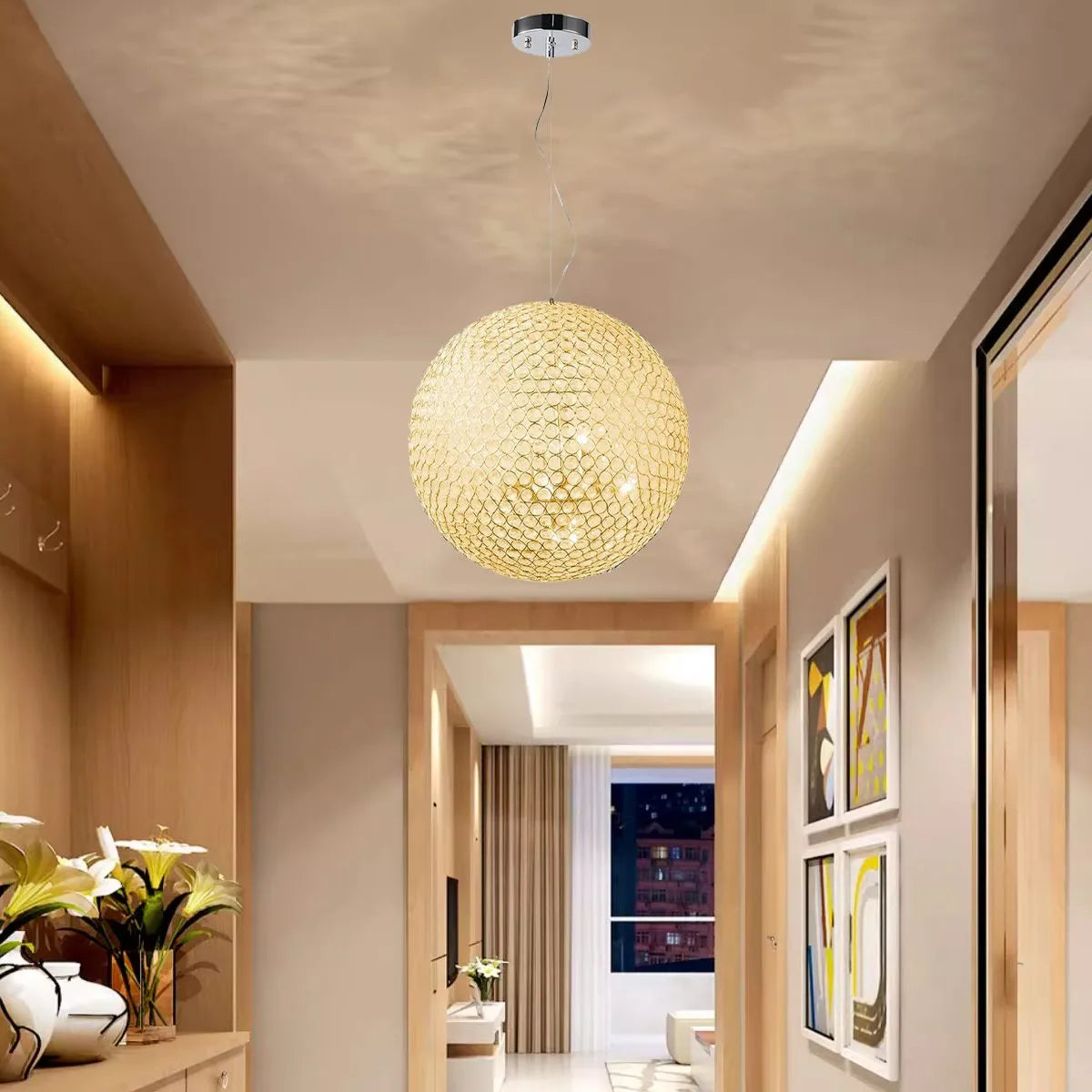 Antizer Creative Crystal Ball Chandelier for Dining Room