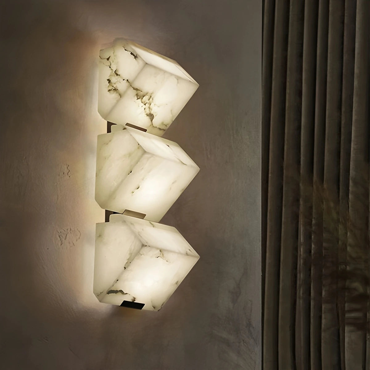 Antizer Triple Sloping Block Spanish Alabaster Wall Sconce
