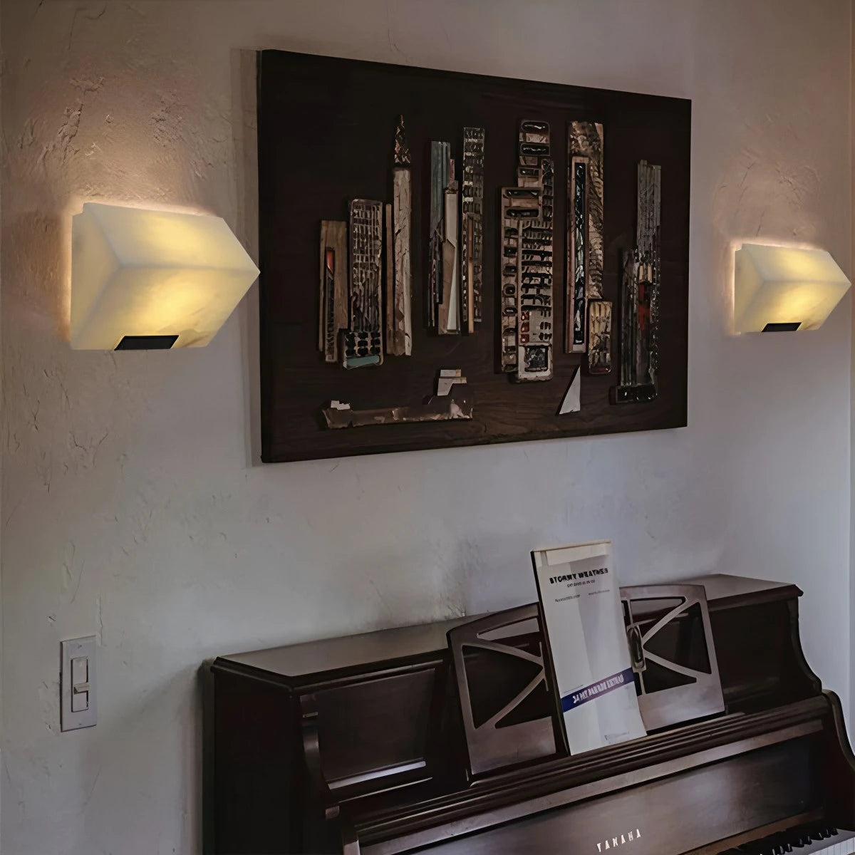 Antizer Triple Sloping Block Spanish Alabaster Wall Sconce