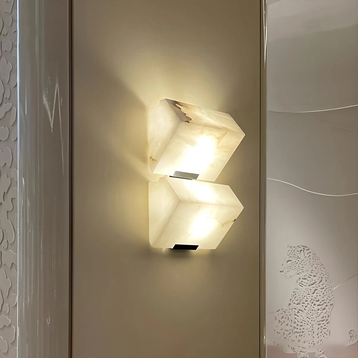 Antizer Triple Sloping Block Spanish Alabaster Wall Sconce
