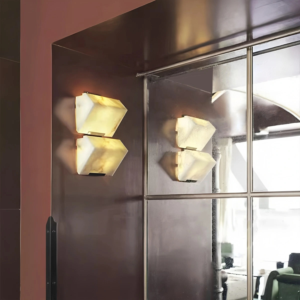 Antizer Triple Sloping Block Spanish Alabaster Wall Sconce