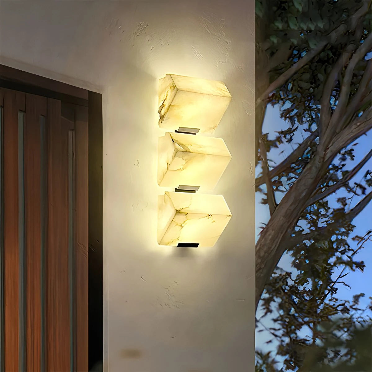 Antizer Triple Sloping Block Spanish Alabaster Wall Sconce