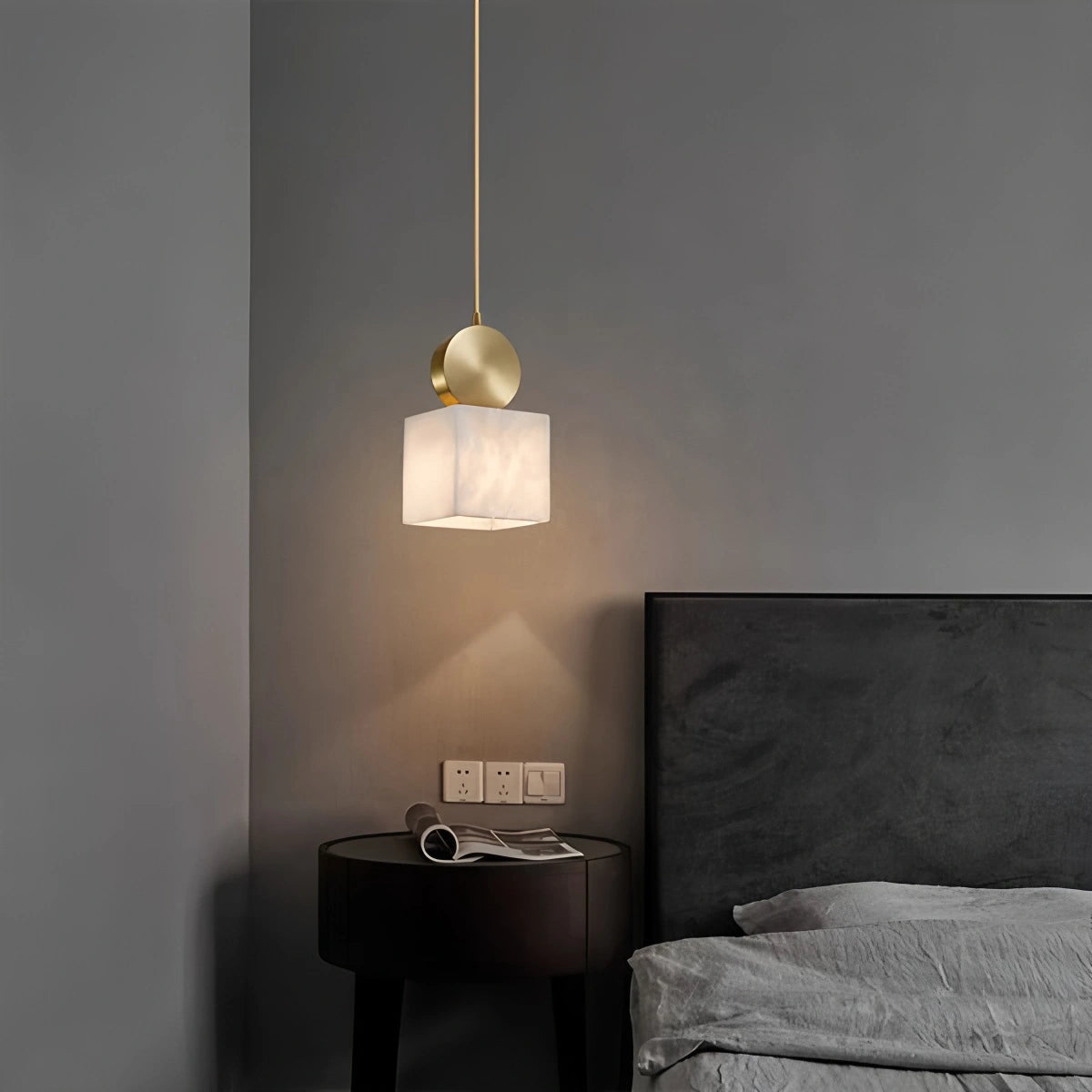 Antizer All Copper Geometric Spanish Alabaster Pendant Light