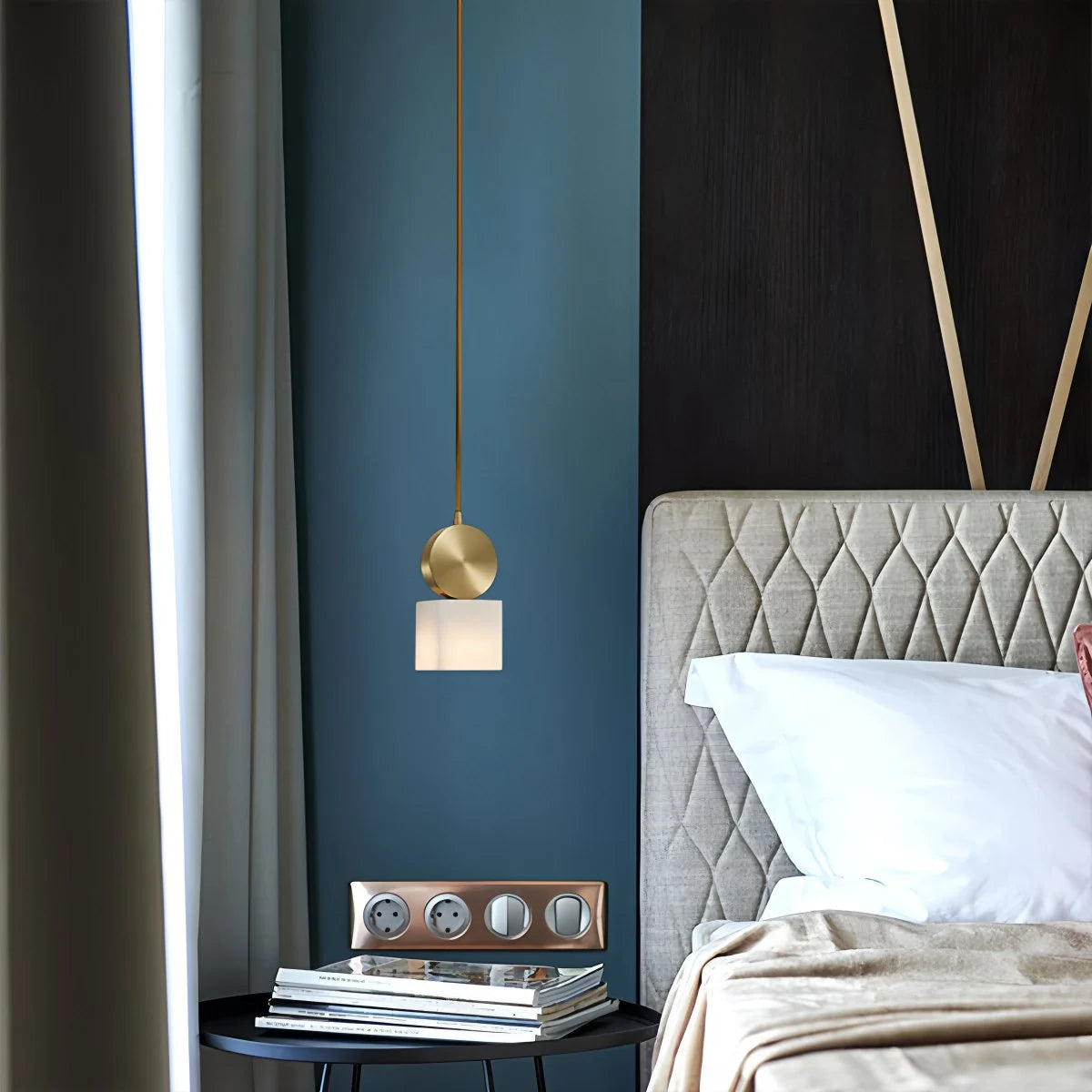 Antizer All Copper Geometric Spanish Alabaster Pendant Light