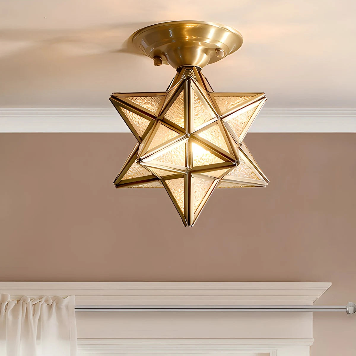 Antizer European Style Copper Glass Ceiling Lamp-A