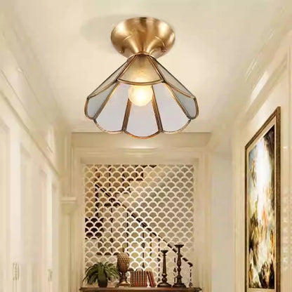 Antizer European Style Copper Glass Ceiling Lamp-B