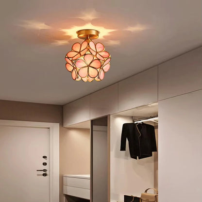 Antizer European Style Copper Glass Ceiling Lamp-E