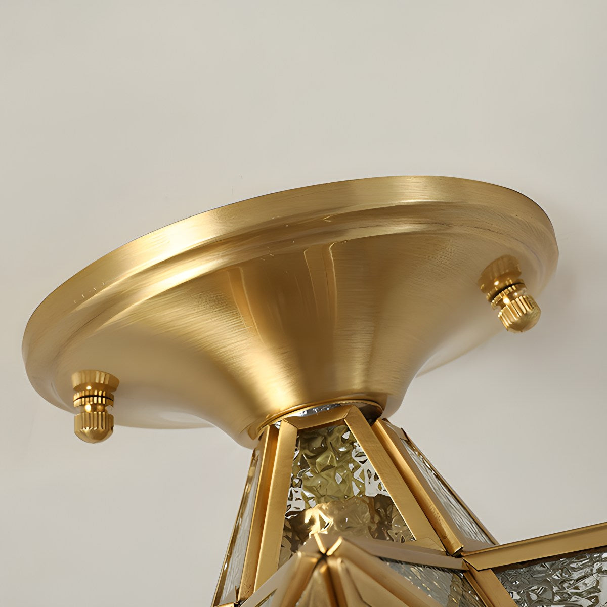 European Style Copper Glass Ceiling Lamp-A