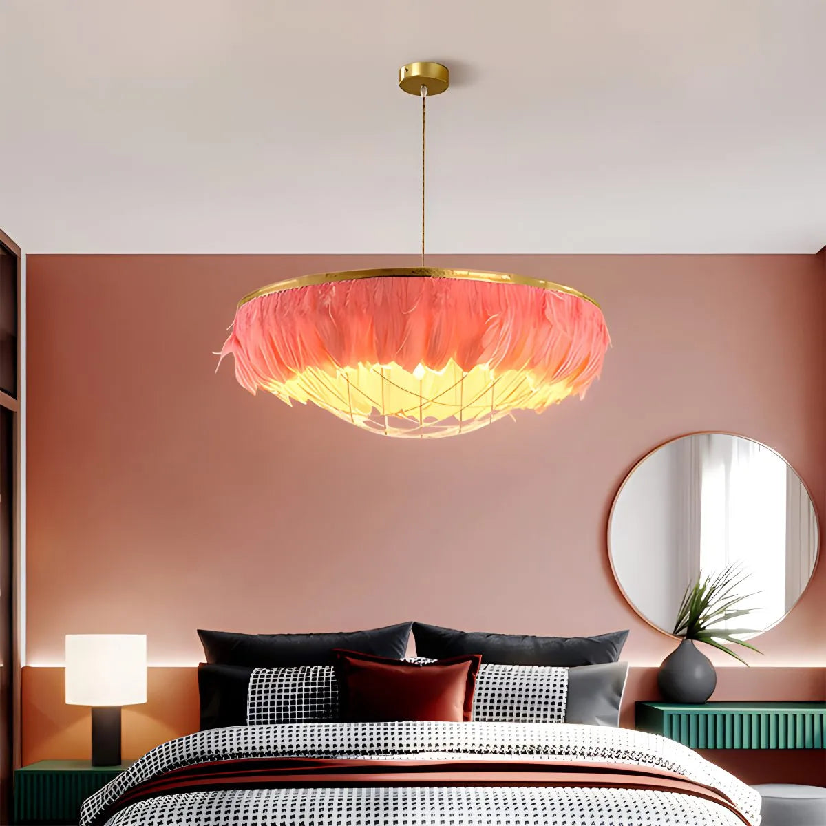 Antizer Feather Bird’s Nest Lamp for Bedroom Living Room