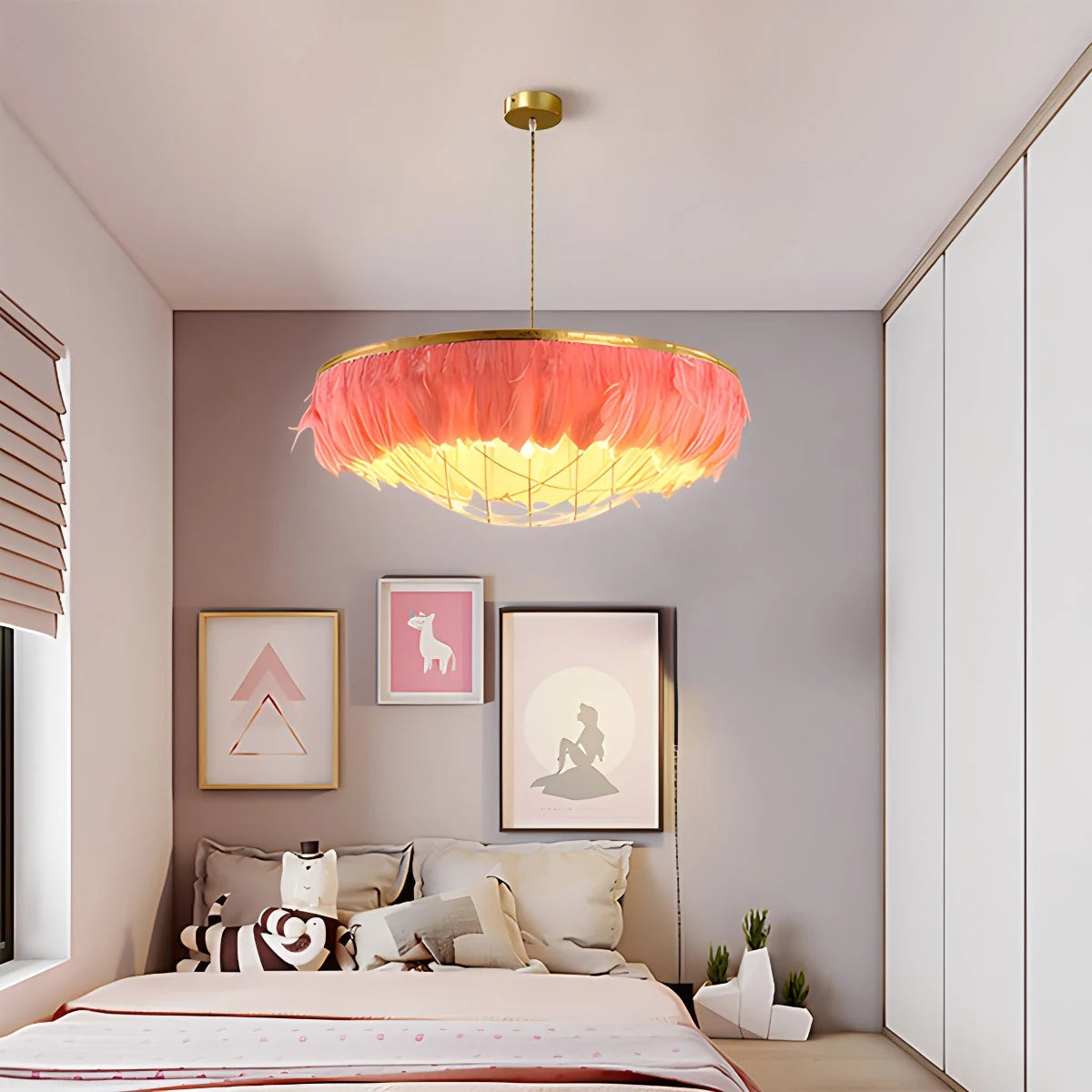 Antizer Feather Bird’s Nest Lamp for Bedroom Living Room