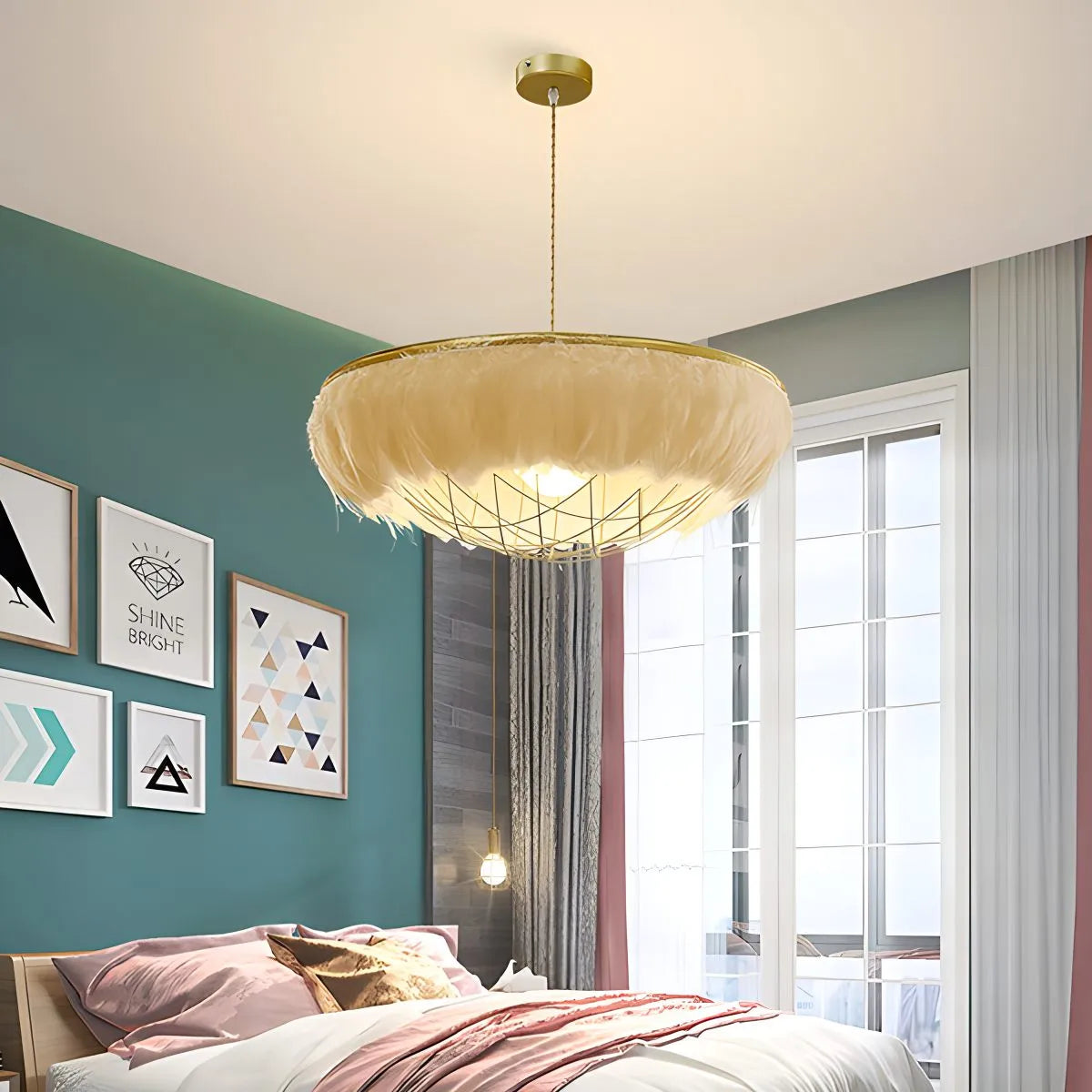 Antizer Feather Bird’s Nest Lamp for Bedroom Living Room