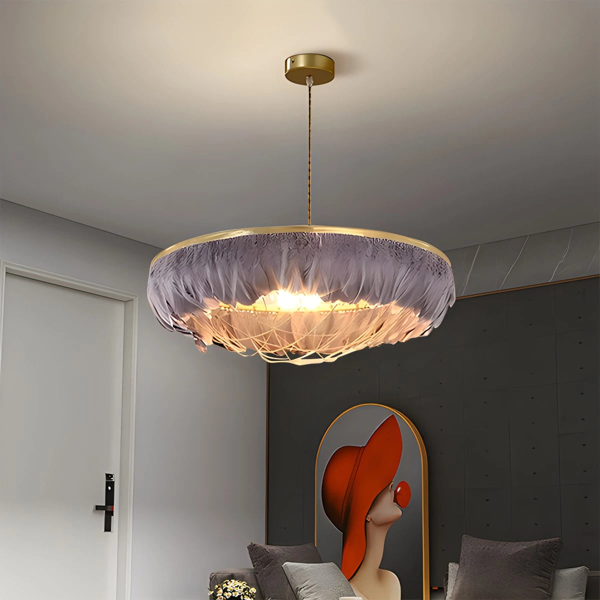 Antizer Feather Bird’s Nest Lamp for Bedroom Living Room