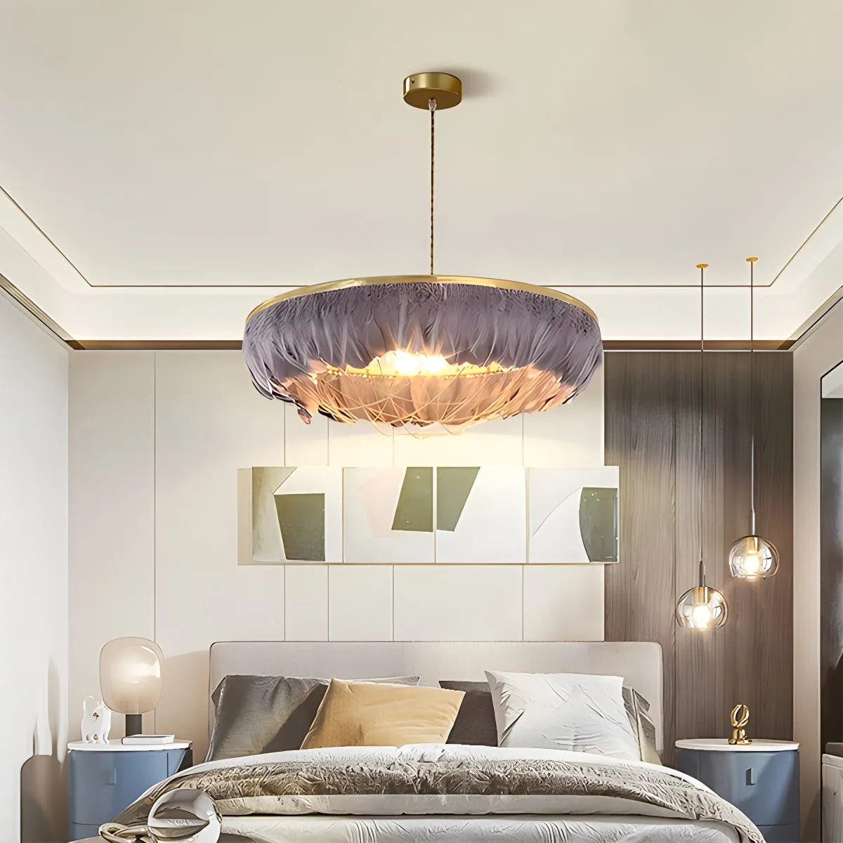 Antizer Feather Bird’s Nest Lamp for Bedroom Living Room