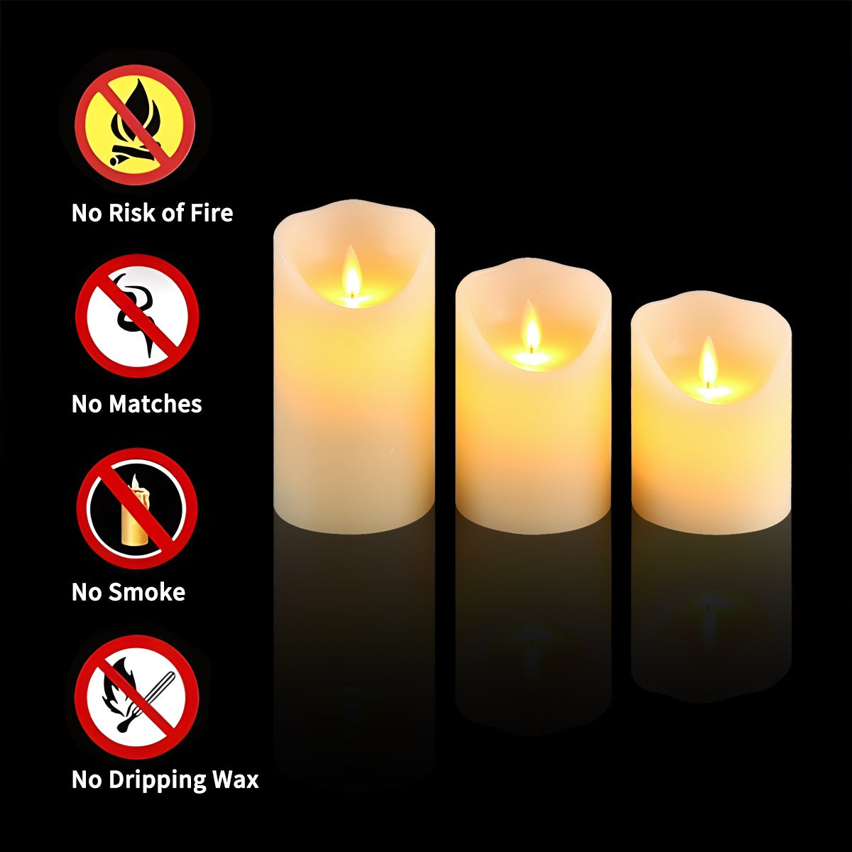 Battery Flameless Candles-3 Pack Set