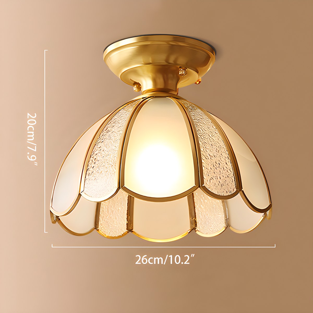 European Style Copper Glass Ceiling Lamp-F