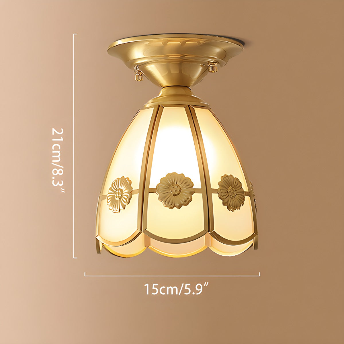 European Style Copper Glass Ceiling Lamp-F