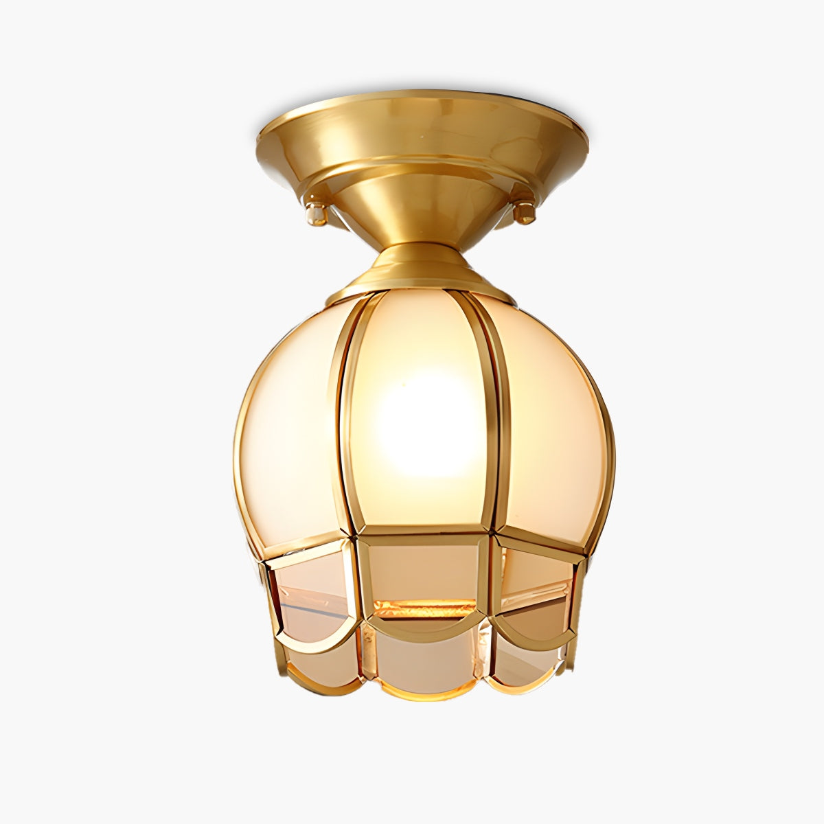 European Style Copper Glass Ceiling Lamp-F