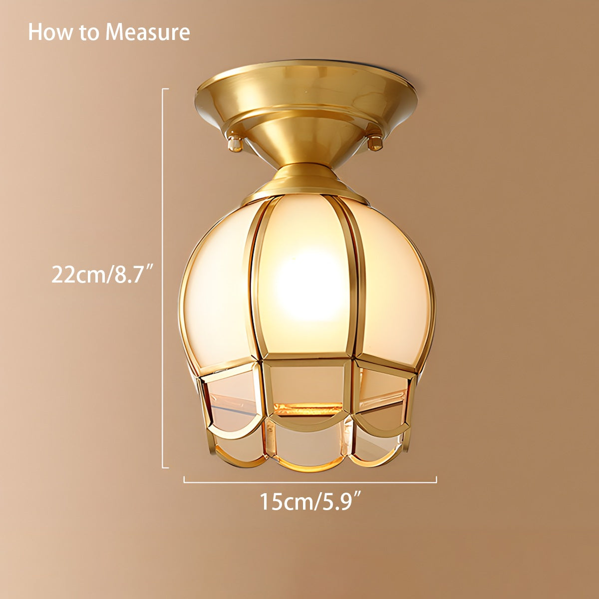 European Style Copper Glass Ceiling Lamp-F