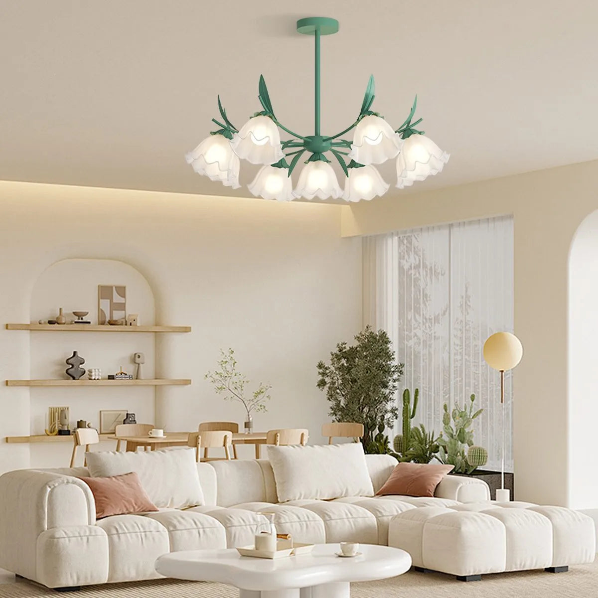 French Vintage Lily of the Valley Flower Chandelier