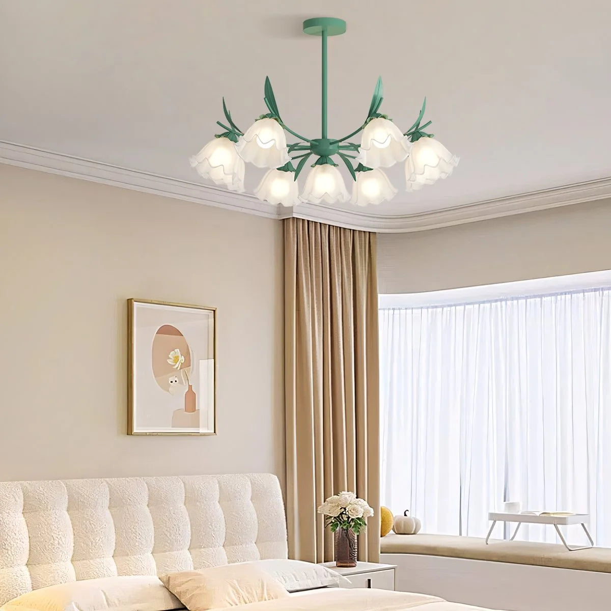 French Vintage Lily of the Valley Flower Chandelier