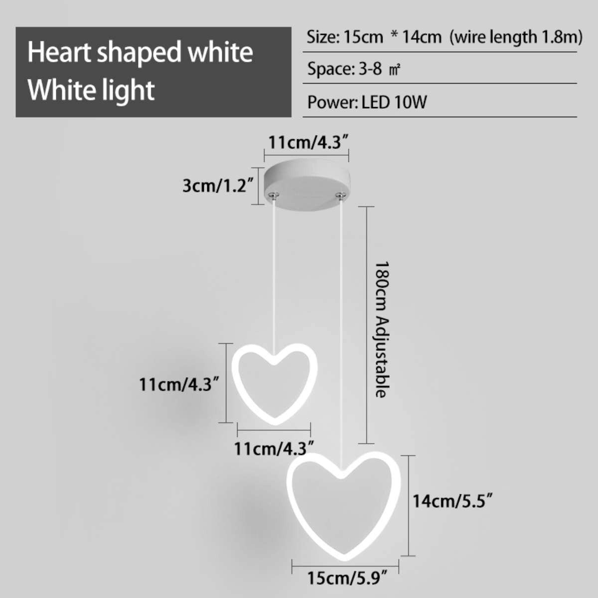 Antizer Modern Simple Ceiling Pendant Light Heart Shaped White Light