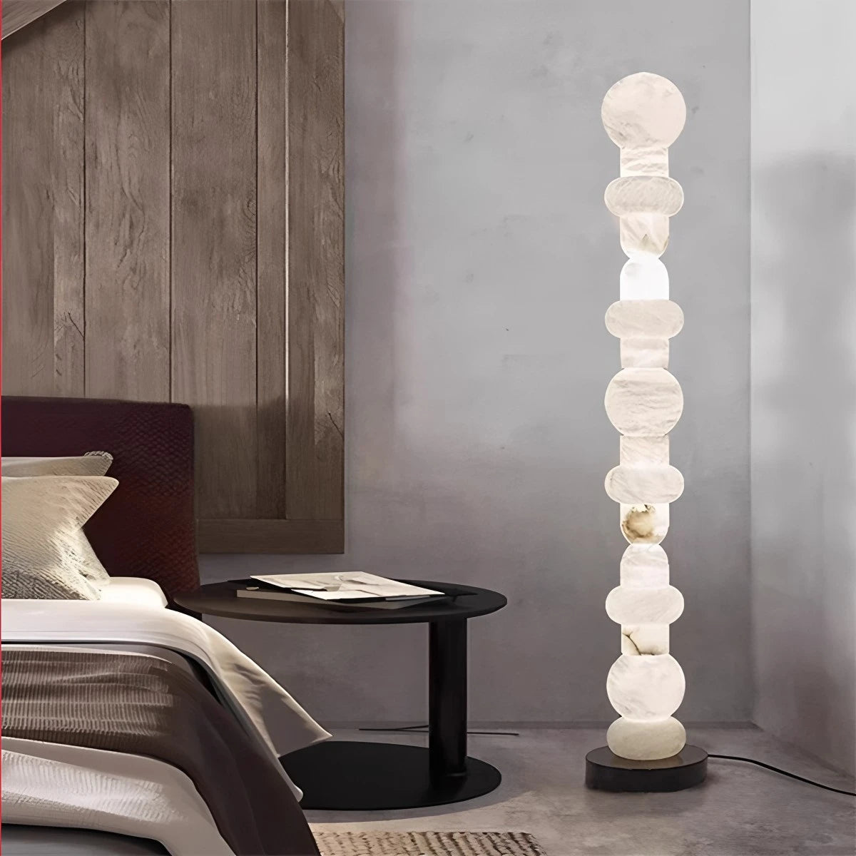 Antizer Modern Geometric Column Spanish Alabaster Floor Lamp