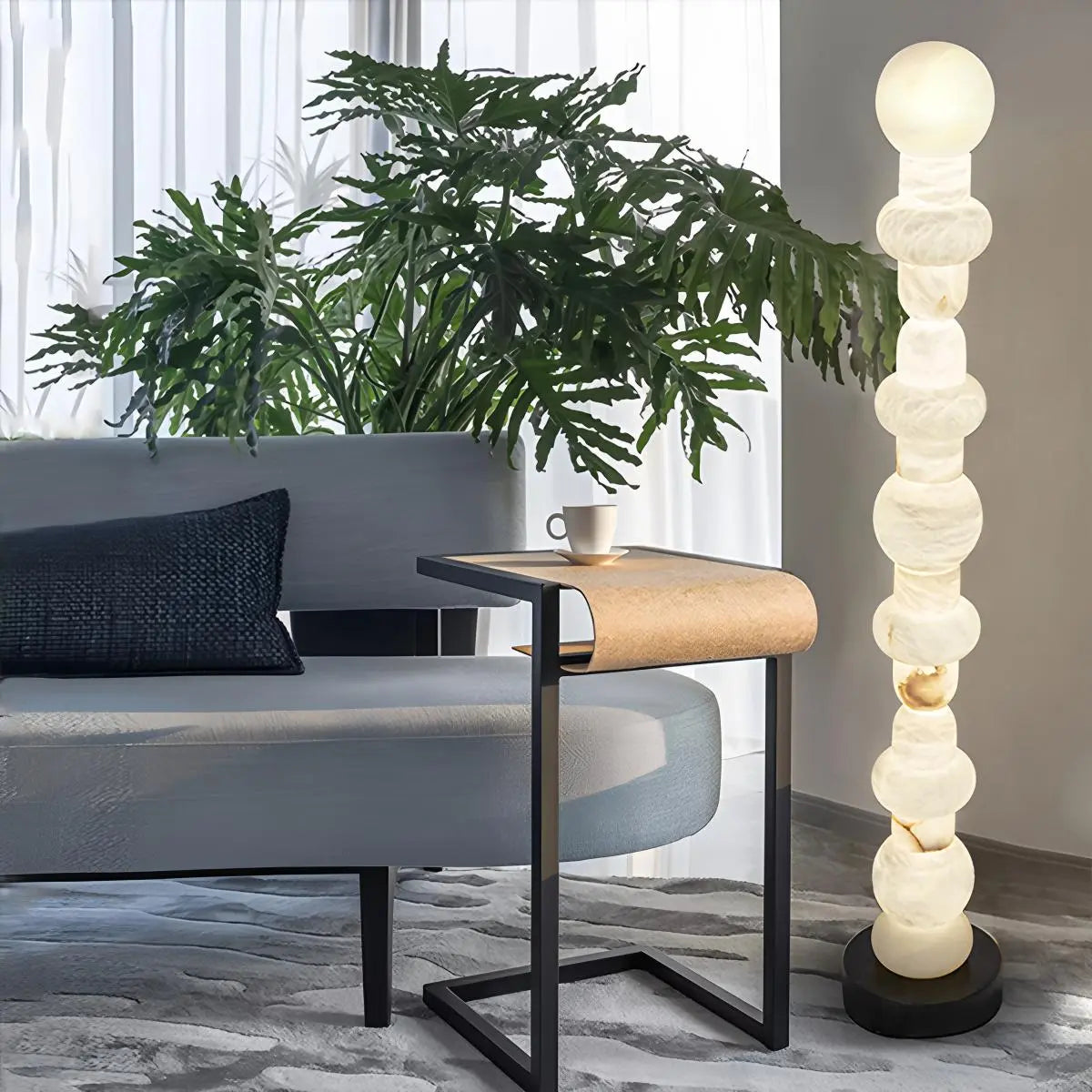 Antizer Modern Geometric Column Spanish Alabaster Floor Lamp