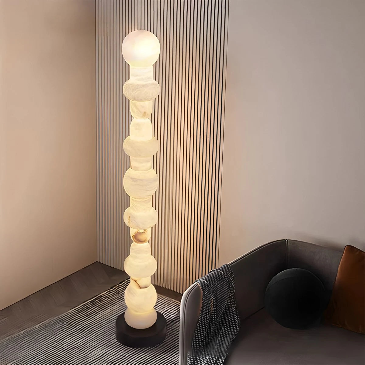 Antizer Modern Geometric Column Spanish Alabaster Floor Lamp