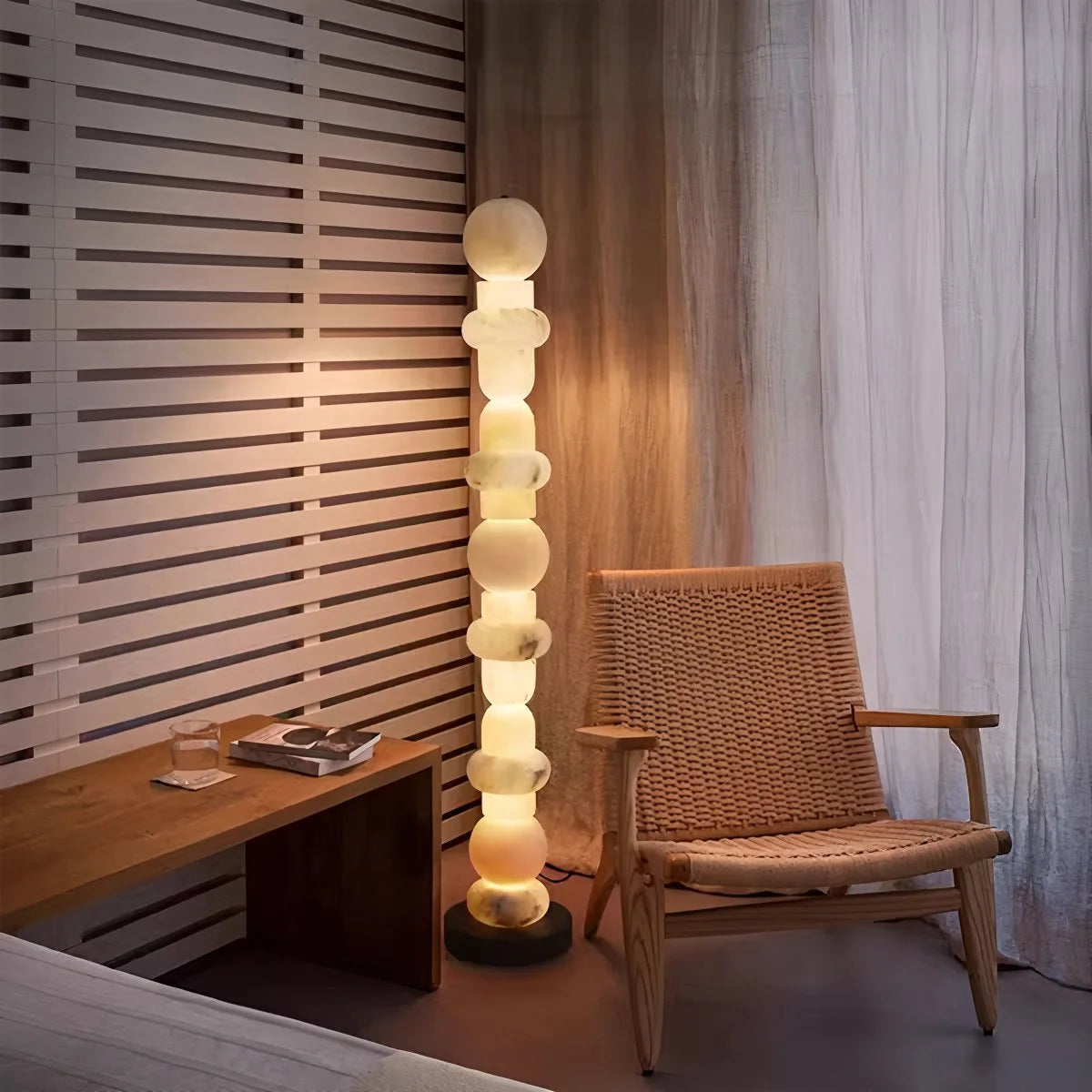 Antizer Modern Geometric Column Spanish Alabaster Floor Lamp