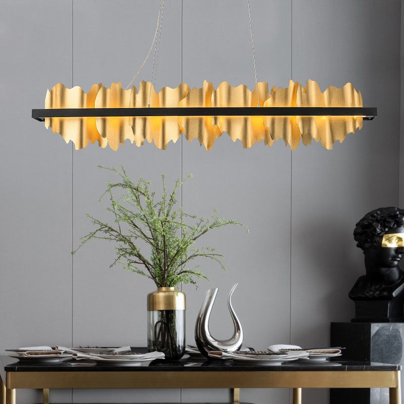 Iceberg Linear Chandelier-Black & Gold