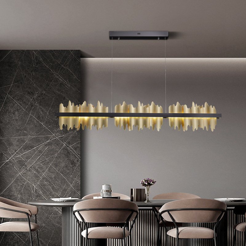 Iceberg Linear Chandelier-Black & Gold