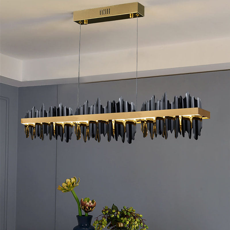 Iceberg Linear Chandelier-Black & Gold