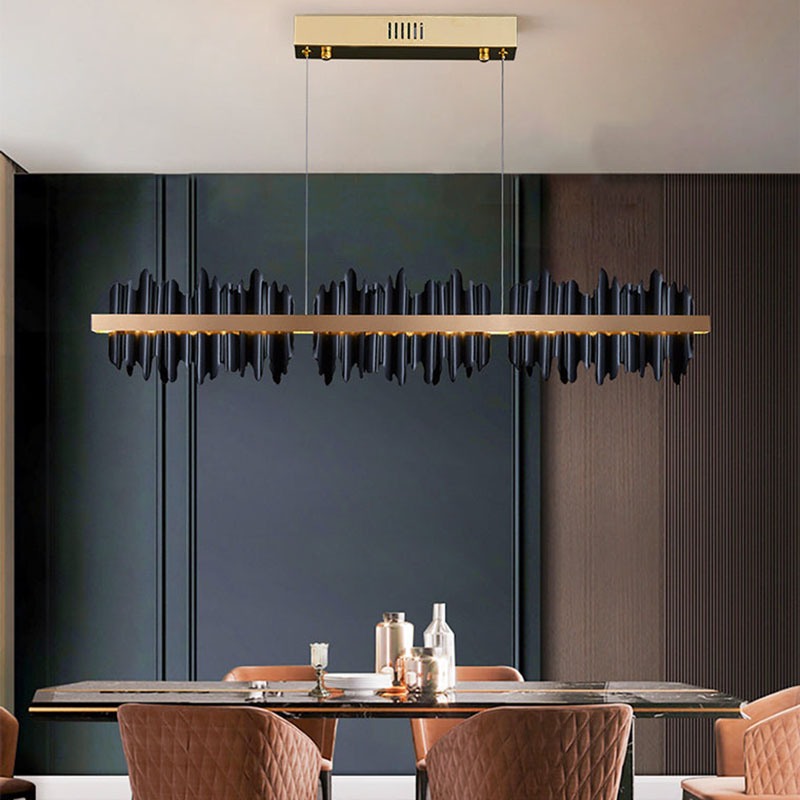 Iceberg Linear Chandelier-Black & Gold