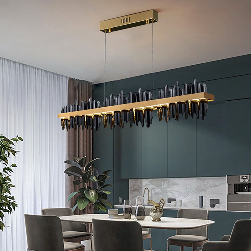 Iceberg Linear Chandelier-Black & Gold