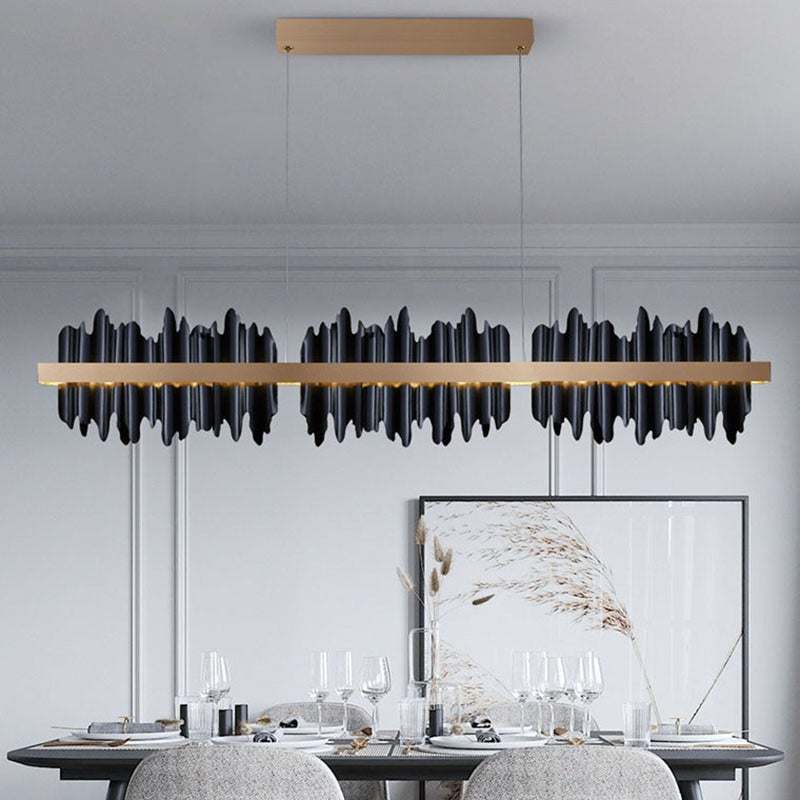 Iceberg Linear Chandelier-Black & Gold