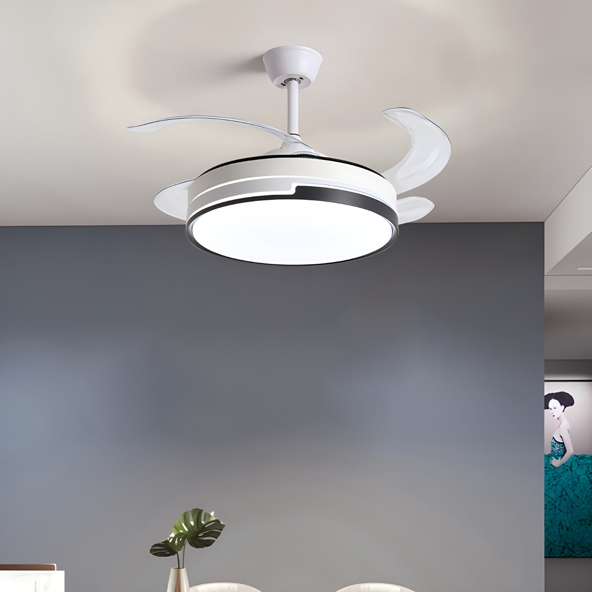 Remote Minimalist Hugger Ceiling Fan